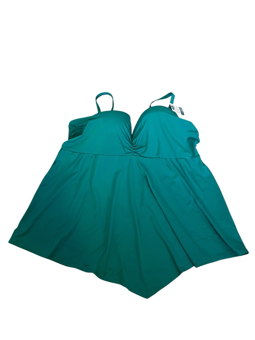 Swim By Cacique 46DD Teal Adjustable-Strap Lightly Line Bandeau Swim Tankini Top